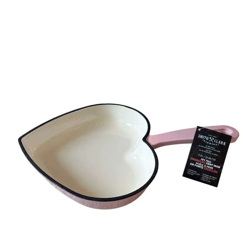 Pink Cast Iron Heart Shaped Skillet 9in Smith & Clark Ironworks Valentine New